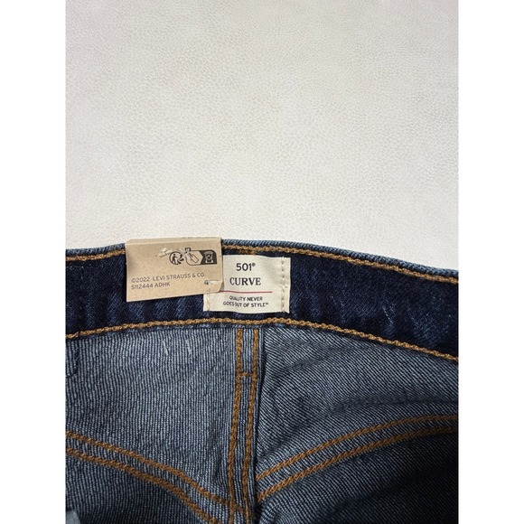 NWT Levis 501 Curve High Rise Straight Leg Jeans Dark Wash Blue Stretch 26x28 - Picture 7 of 10